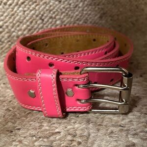 Pink Genuine Leather Perforated Belt